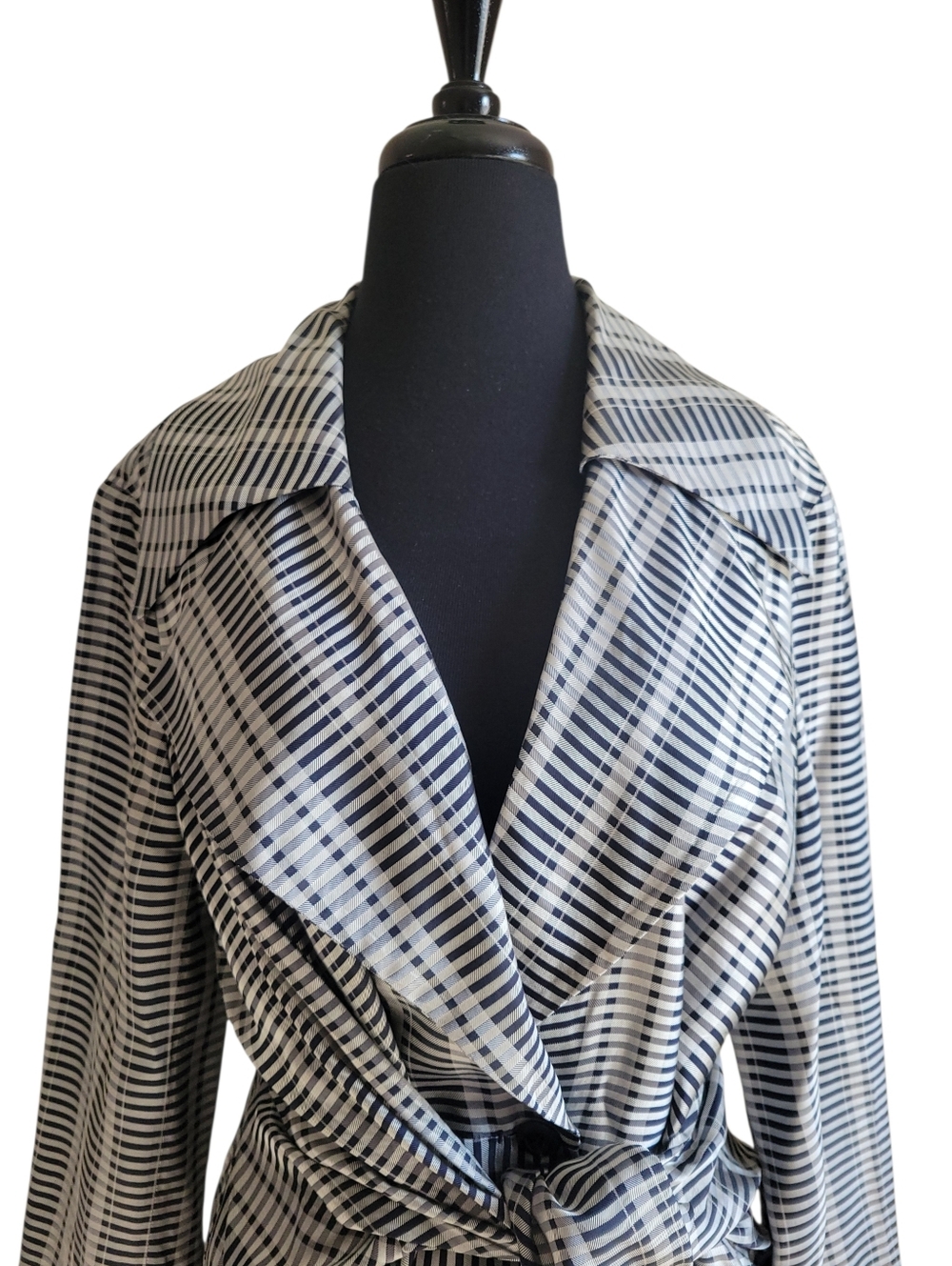 Palmer//Harding Striped Wrap Blazer Belted Tie Waist Jacket Runway Size 4/6 - Picture 6 of 10